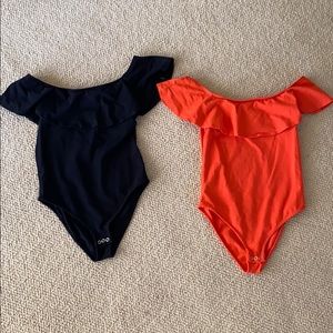 2 Topshop off the shoulder bodysuits.